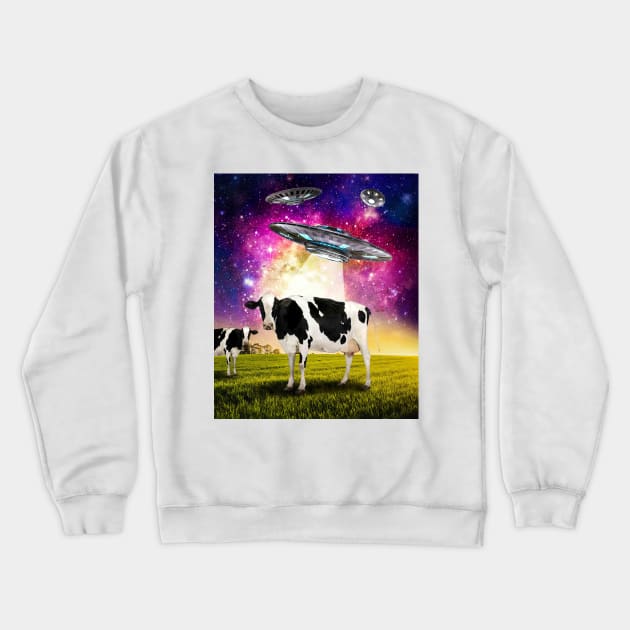 Cow UFO Abduction Crewneck Sweatshirt by Random Galaxy